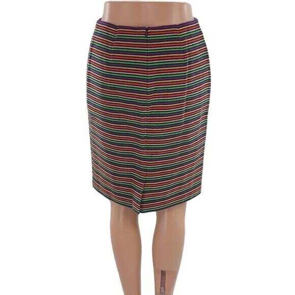 Talbots Skirt Womens Size 2P Multi-Color Striped Pencil Skirt Stretch Straight - Picture 4 of 7